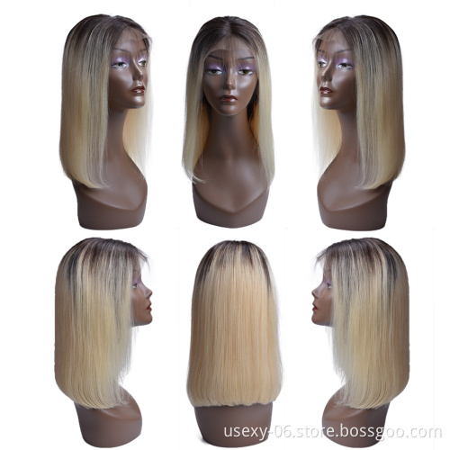 Wholesale Ombre Peruvian Human Lace Wig Short Bob Wigs Colored Lace Front Human Hair Wigs With Baby Hair